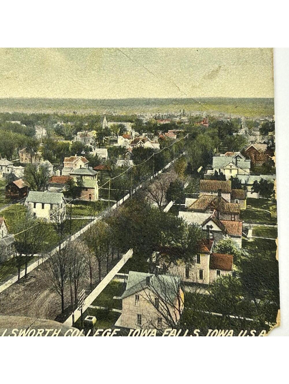 1908 Postcard Iowa Falls IA Ellsworth College Birds Eye View SE Old Main Tower - Picture 9 of 16